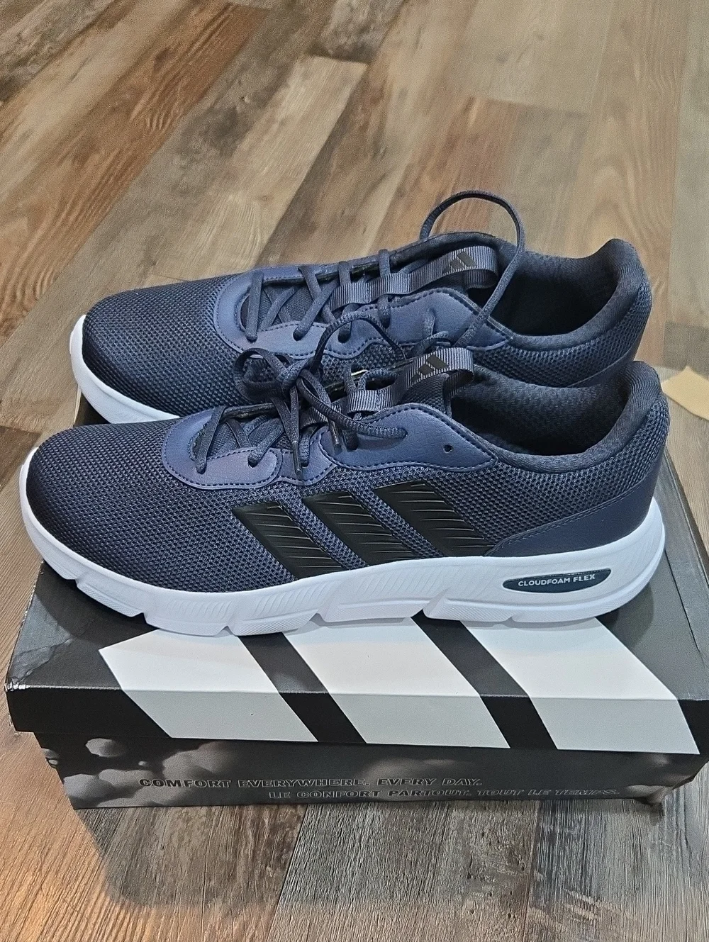 adidas Navy Athletic Running Shoes with White Midsole